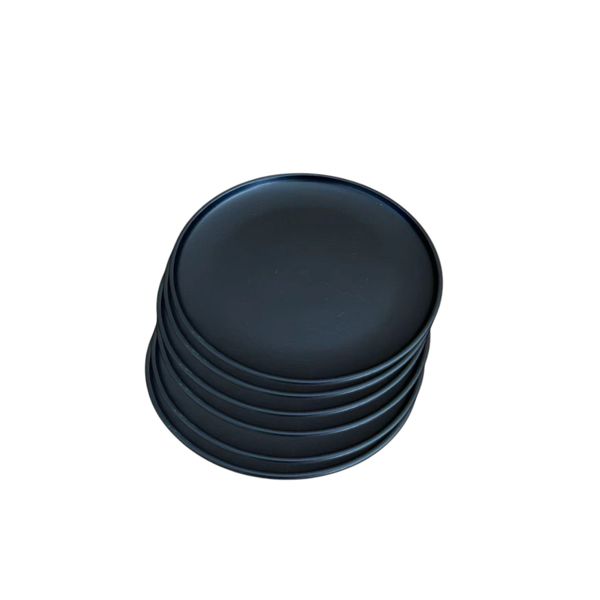 6 Piece 7.5 Inch Black Matte Round Plate Set