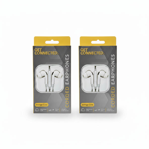Get Connected Earphones With Mic 12mm Drivers Volume Control Soft In-Ear