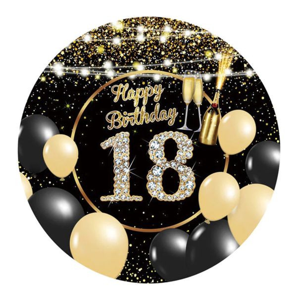 Happy 18th Birthday Round Wooden Vinyl Signage 40CM