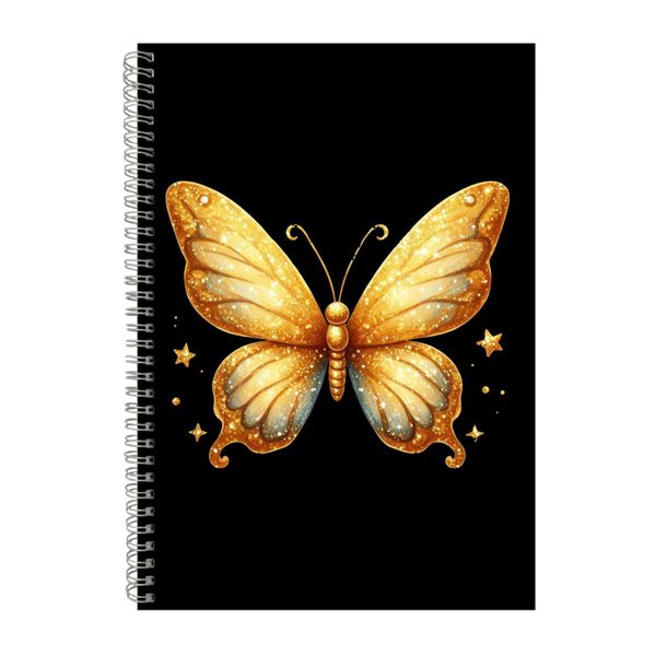 Gold A4 Notebook Spiral Lined Notepad Glitter Bu image