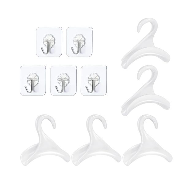 5 Pack Heavy Duty Self Adhesive Hooks With Purse Hanger Hook - White