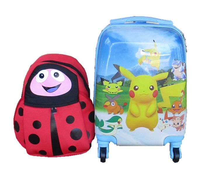Pokémon Kids Suitcase &amp; Red Ladybug Backpack Set - Travel Combo