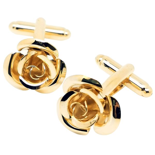 Rose Gold Flower Cufflinks Stainless Steel for Business, Weddings