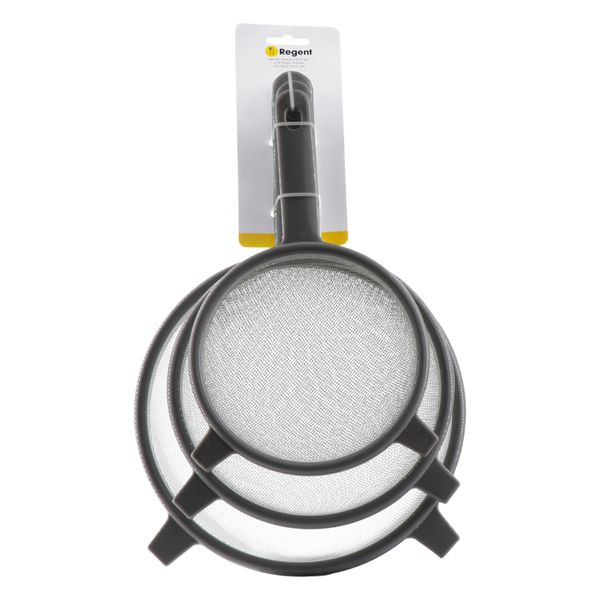Regent Kitchen Strainer S/S With Plastic Frame Grey 3 Piece Set 15/18/21cmD