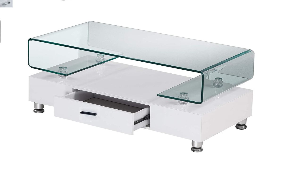 Tempered Glass Top Coffee Table, White Base | Shop Today. Get it ...