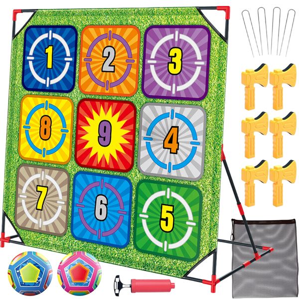 Kids Jumbo World Cup Football Game Soccer 9 Grid Axe Toss Set Lumaboat