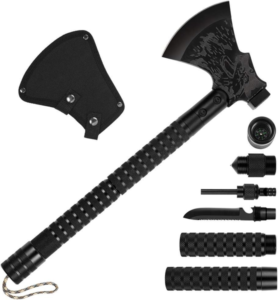 Survival Axe with Internal Tools &amp; Sectional Handle with Multi Tool Card
