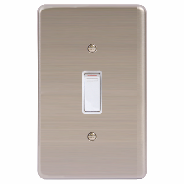 LESCO, 1 Lever 1 Way 4x2 Light Switch Stainless Steel White