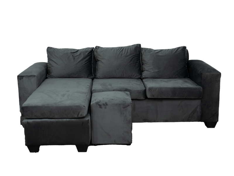 Andre 3 Seater Sofa L Shape - Grey Velvet
