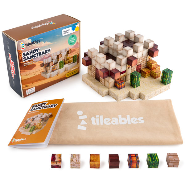 Tileables Magnetic Blocks - Sandy Sanctuary - 216 Pieces w/ Booklet and Bag