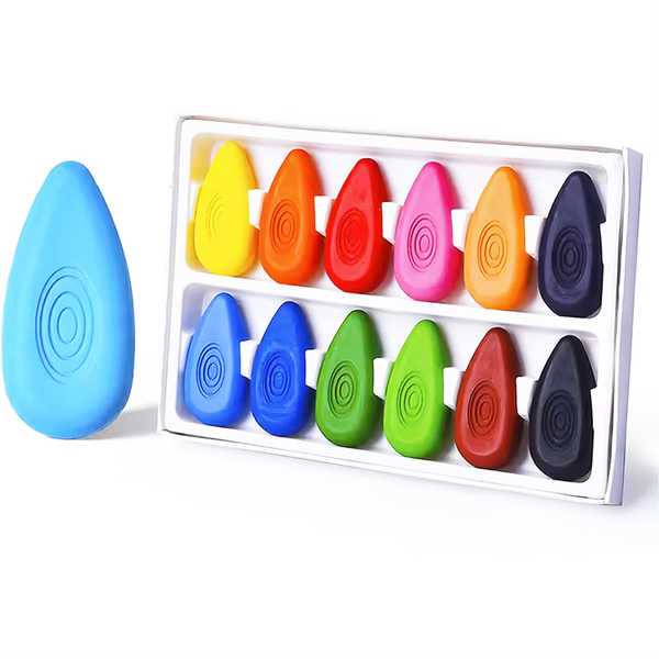 24 Colors Non-Toxic Washable Crayons for Kids,Easy to Hold Water-Drop Shape