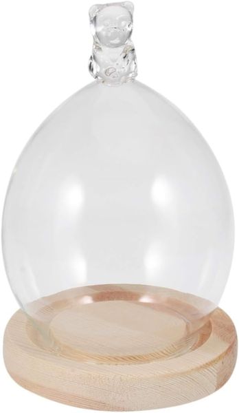 Glass Dome Dried Flower Display On Wooden Base