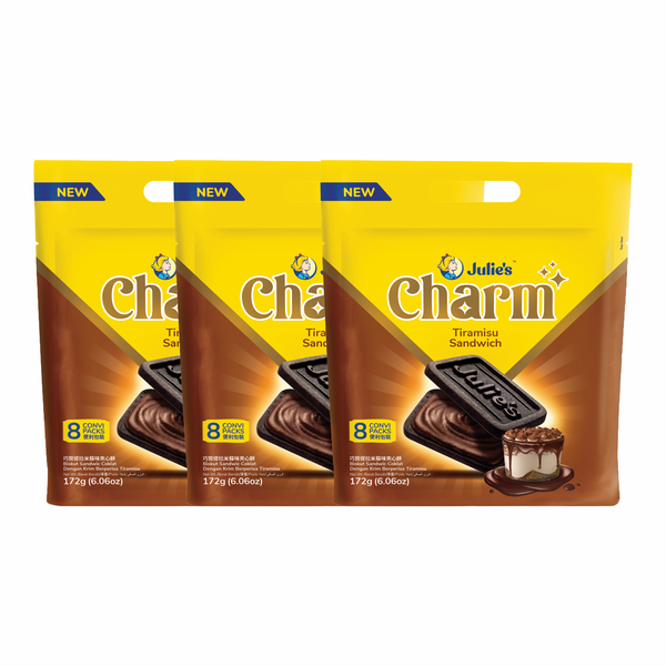 Julie's Charm Tiramisu Cream Tea And Coffee Biscuit 3 Pack