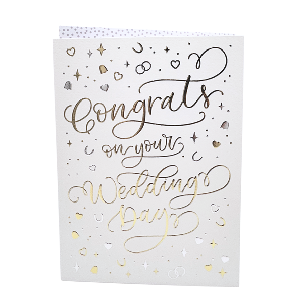 Wedding card - Congrats on your Wedding Day - Gold &amp; Silver