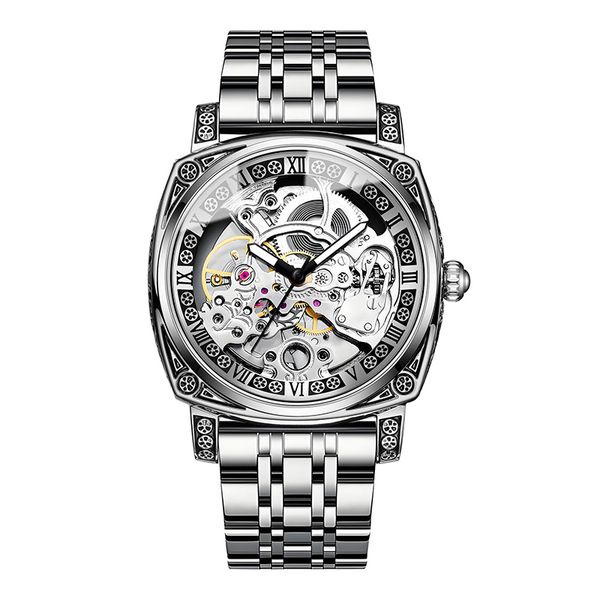 Men Business Formal Casual Mechanical Watch Waterproof Wriswatch - Sliver