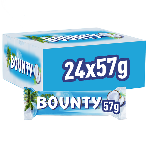 Bounty Coconut &amp; Milk Chocolate Bars 57g (Pack of 24)