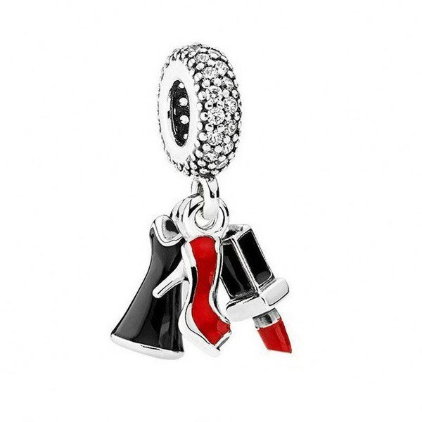 Little Black Dress, Heels And Lipstick Dangle Charm
