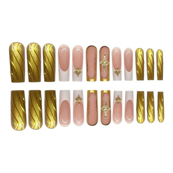24pcs 3D Cross Shaped Press-on Nails