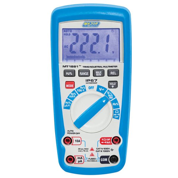 Major Tech 1000V AC/DC IP67 Ind True RMS Multimeter