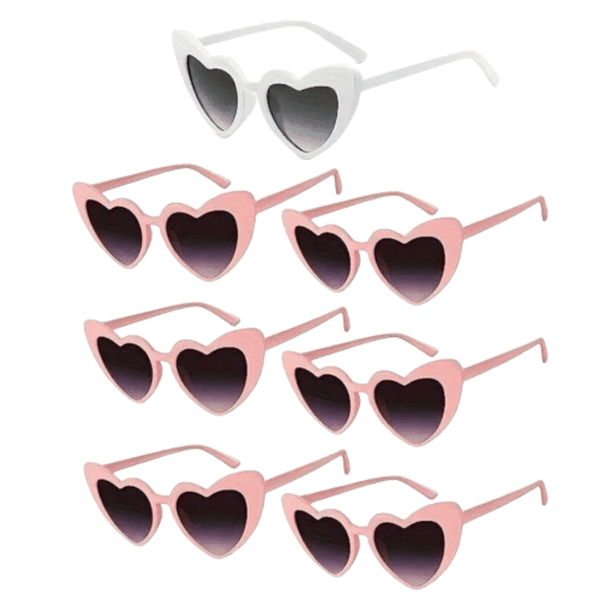 Heart Shaped Sunglasses 7 PCS for Bachelorette and Bridal Party