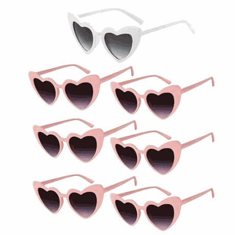 Heart Shaped Sunglasses 7 PCS for Bachelorette and Bridal Party Image