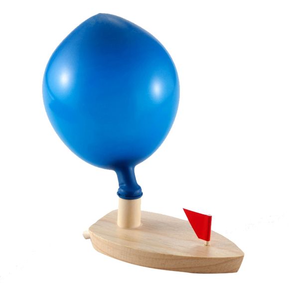 Wooden Balloon Powered Toy Boat