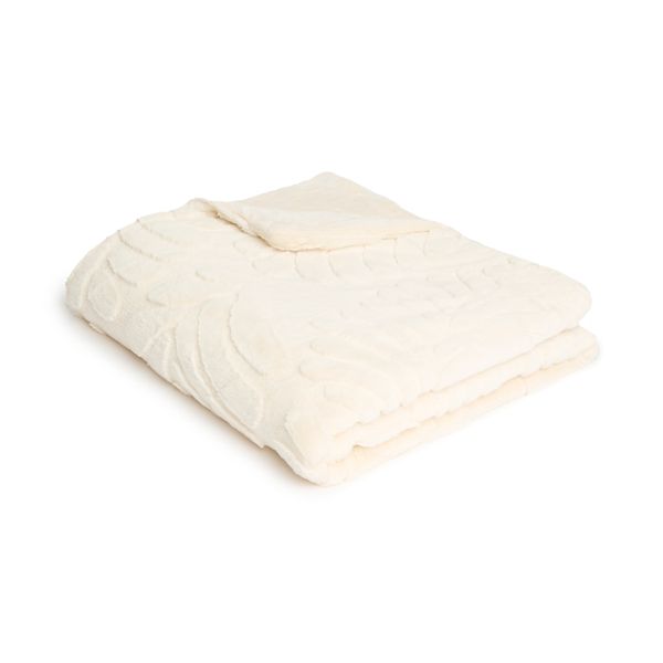 George &amp; Mason - Plush Textured Fleece Blanket 150cm x 200cm - Cream