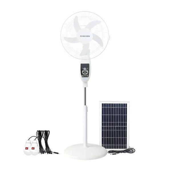 16inch Solar Reachargeable Fan Ac/dc Dual Power 10w Solar panel with Remote