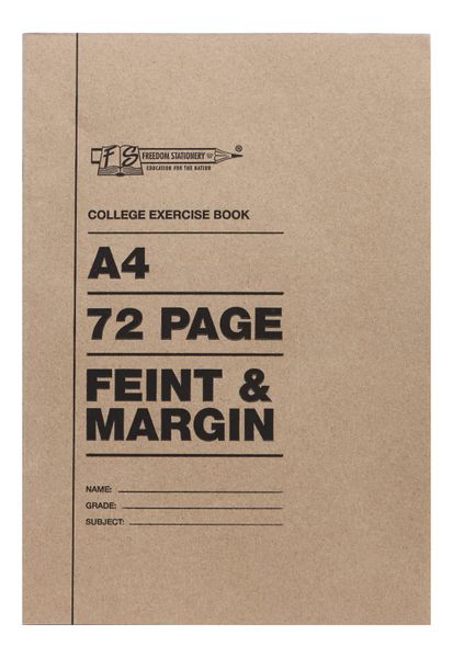 Freedom Stationary A4 72 Page Feint &amp; Margin College Exercise Book