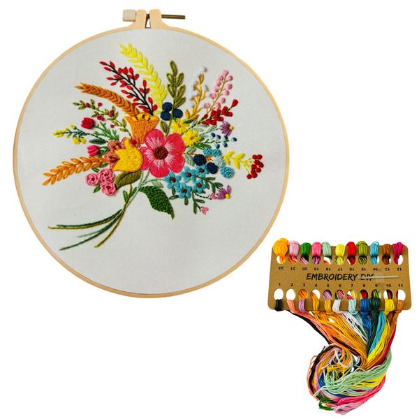 Colourful Flower Spray Embroidery Sewing DIY Craft Kit