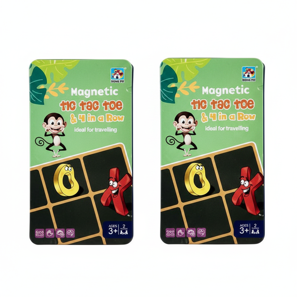 Magnetic Travel Game Set - 2 in 1 Tic Tac Toe &amp; Four in a Row - 2 Pack