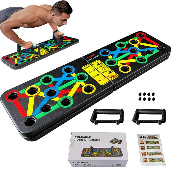 Foldable Push Up Board with 30+ Color Coded Combo Positions for Exercise