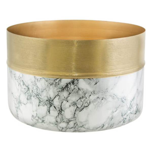 MC - White Marble Planter with Gold
