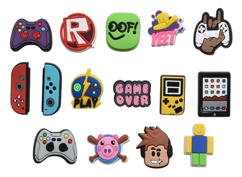 Gaming Themed Shoe &amp; Bracelet Charms - 15 Piece Pack