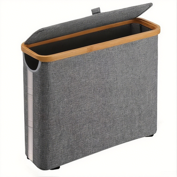 Toilet Paper Storage Basket with Lid - Up to 9 Mega Rolls-Grey