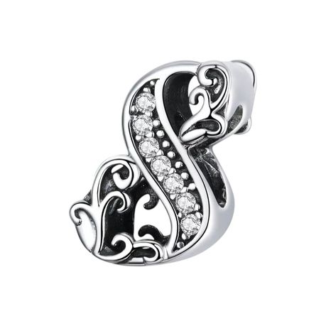 925 Sterling Silver Number 8 Vintage Charm With Zirconia Stones - Silver Image