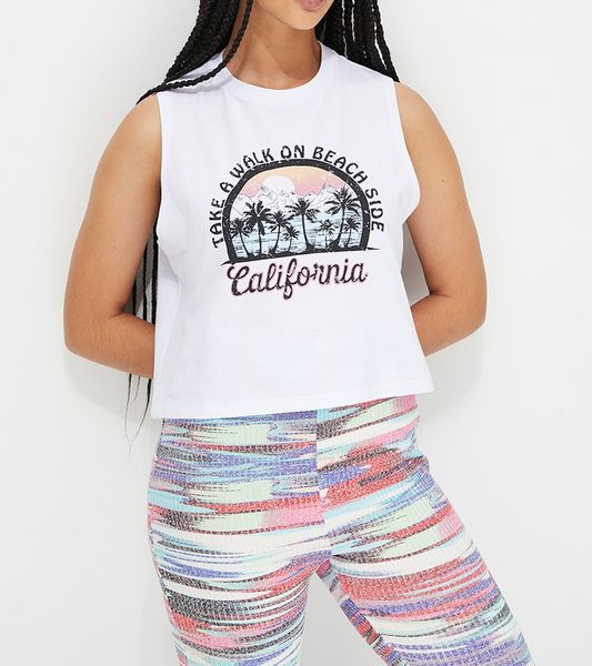 Women's Blake Printed Boxy Vest - White
