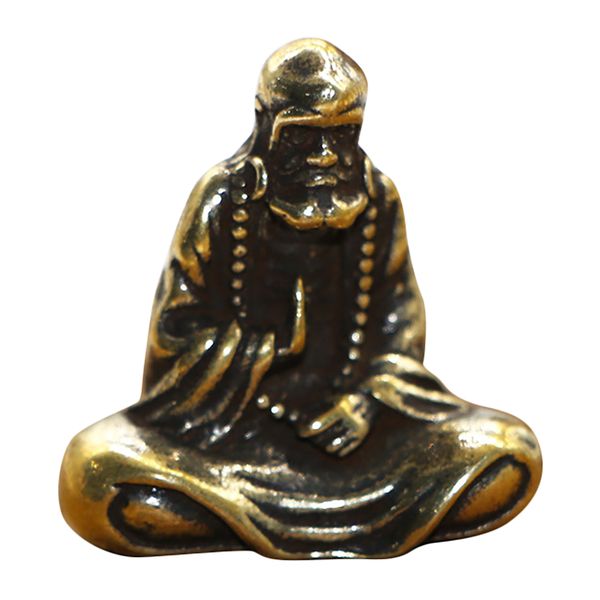 Retro Brass Dharma Buddha Mini Statue Bodhidharma Master Figurines