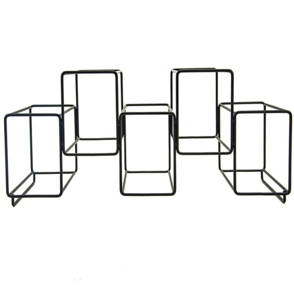 Stylish Rectangle Long Iron Wire Five Bottles Wine Holder Rack-Black