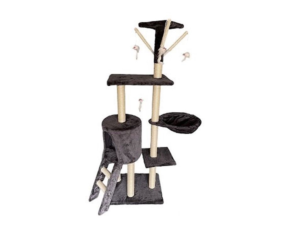 Nakura Fluffy Wooden Cat Scratcher Tower With 5 Levels Grey Buy