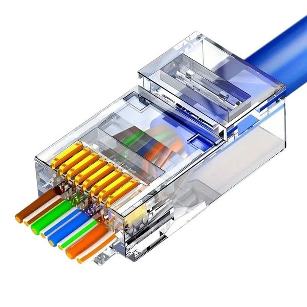 EZ Pass Through Cat6 RJ45 Connectors (50 in a pack) Multi Colour