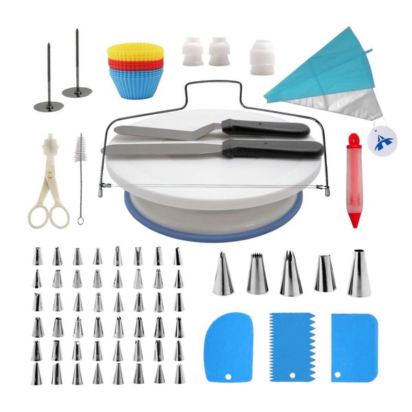 106 Piece Cake Decorating Supplies Kit with Rotating Cake Turntable