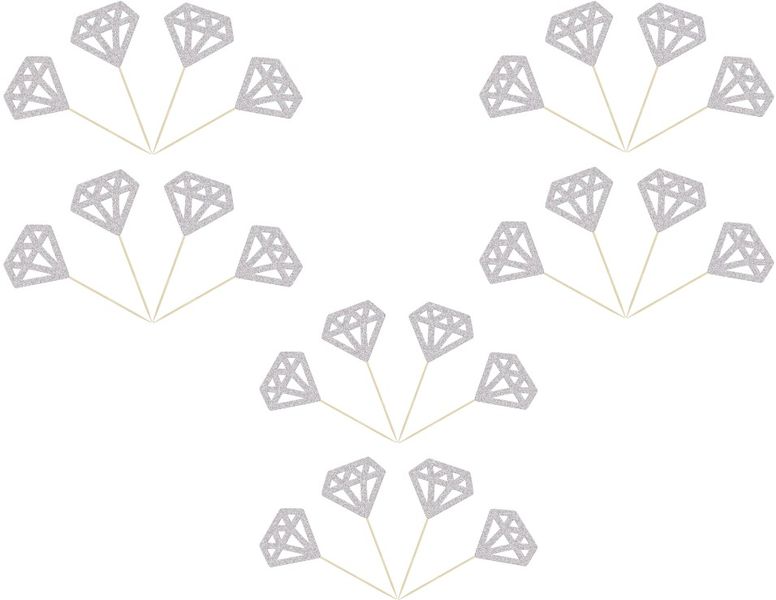 24 Piece - Glitter Diamond Cupcake Toppers