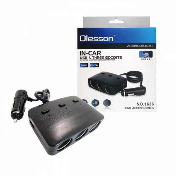 In - Car USB and 3 Socket Charger