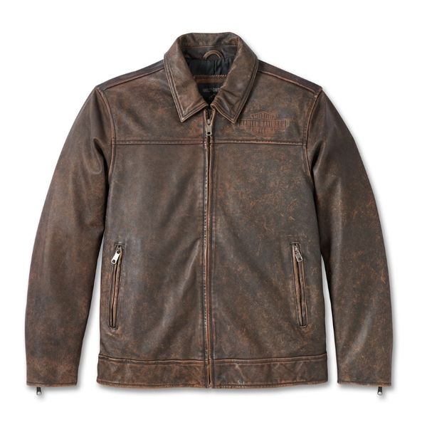 Harley-Davidson Men's Gas &amp; Oil Leather Jacket - Brown Leather