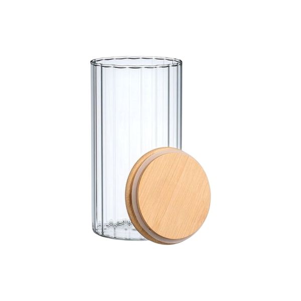 6 Piece Crystal Striped Storage Glass Container Set (754ml each)