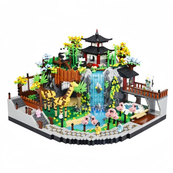 Zoo Park Micro Building Blocks Display Set, Detailed Garden Scene Model