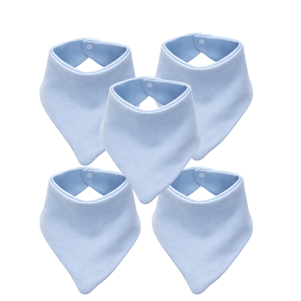 5 Pack Bandana Bibs Pale Blue