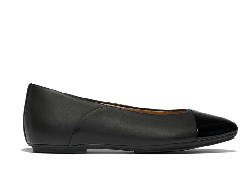 FitFlop Danser Cap-toe Leather Ballet Flats All Black