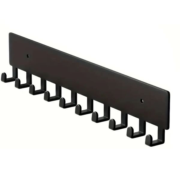 10-Hook Wall Mounted Key &amp; Coat Holder - Heavy-Duty Metal Organizer Rack